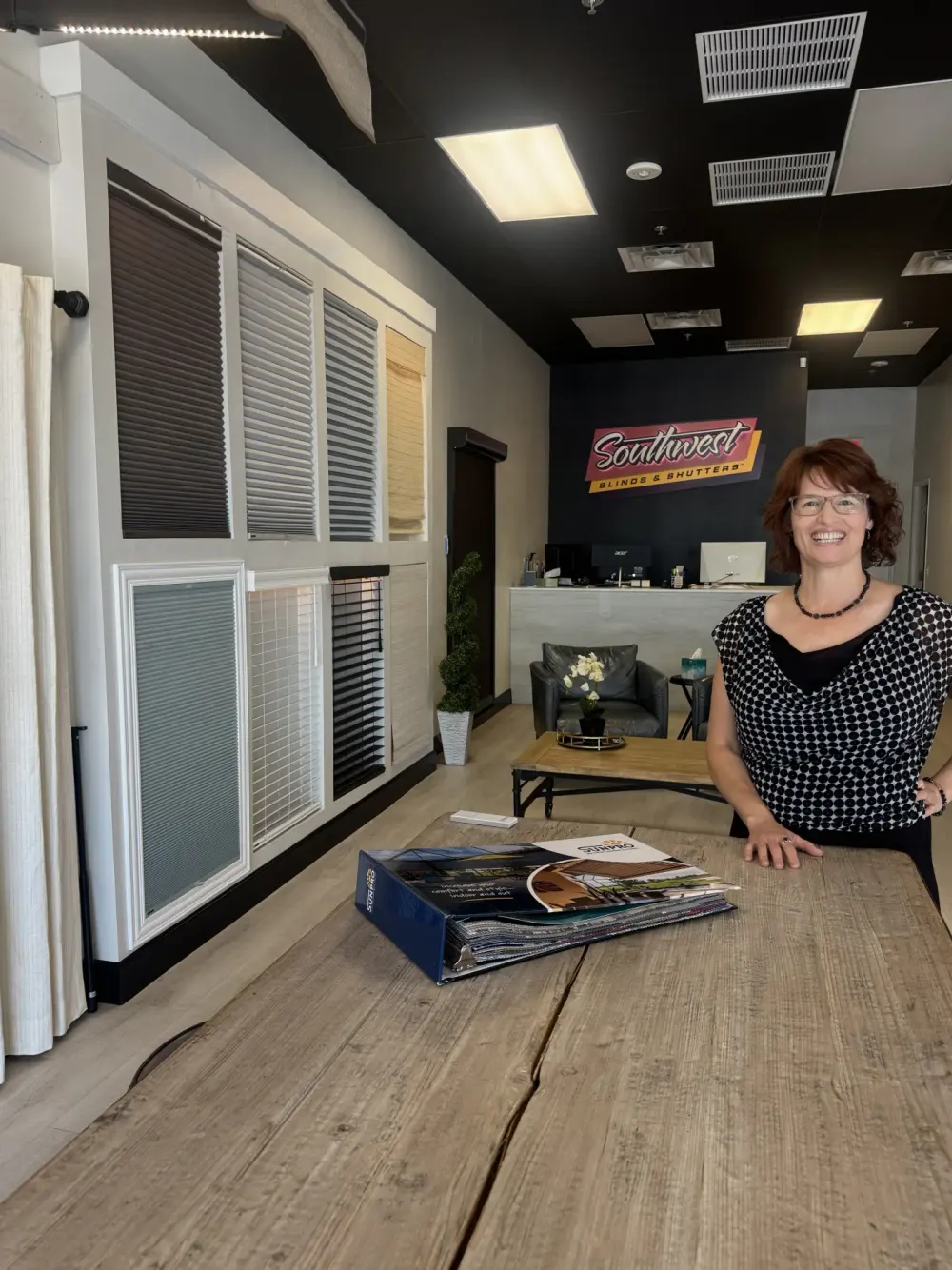 Laura from Southwest Blinds in the Peoria, AZ showroom