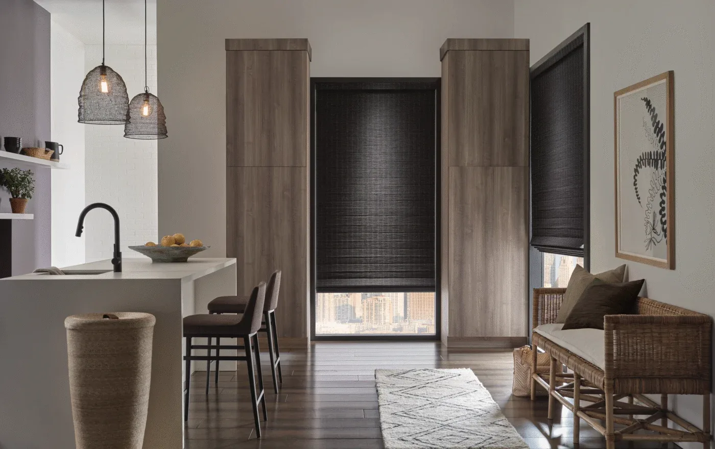 Black Motorized Natural Shade Modern Kitchen Scottsdale Az