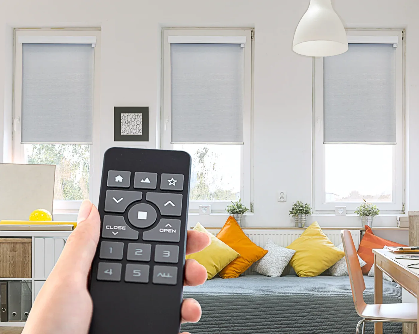 Motorized shades in a Whitney, NV living room