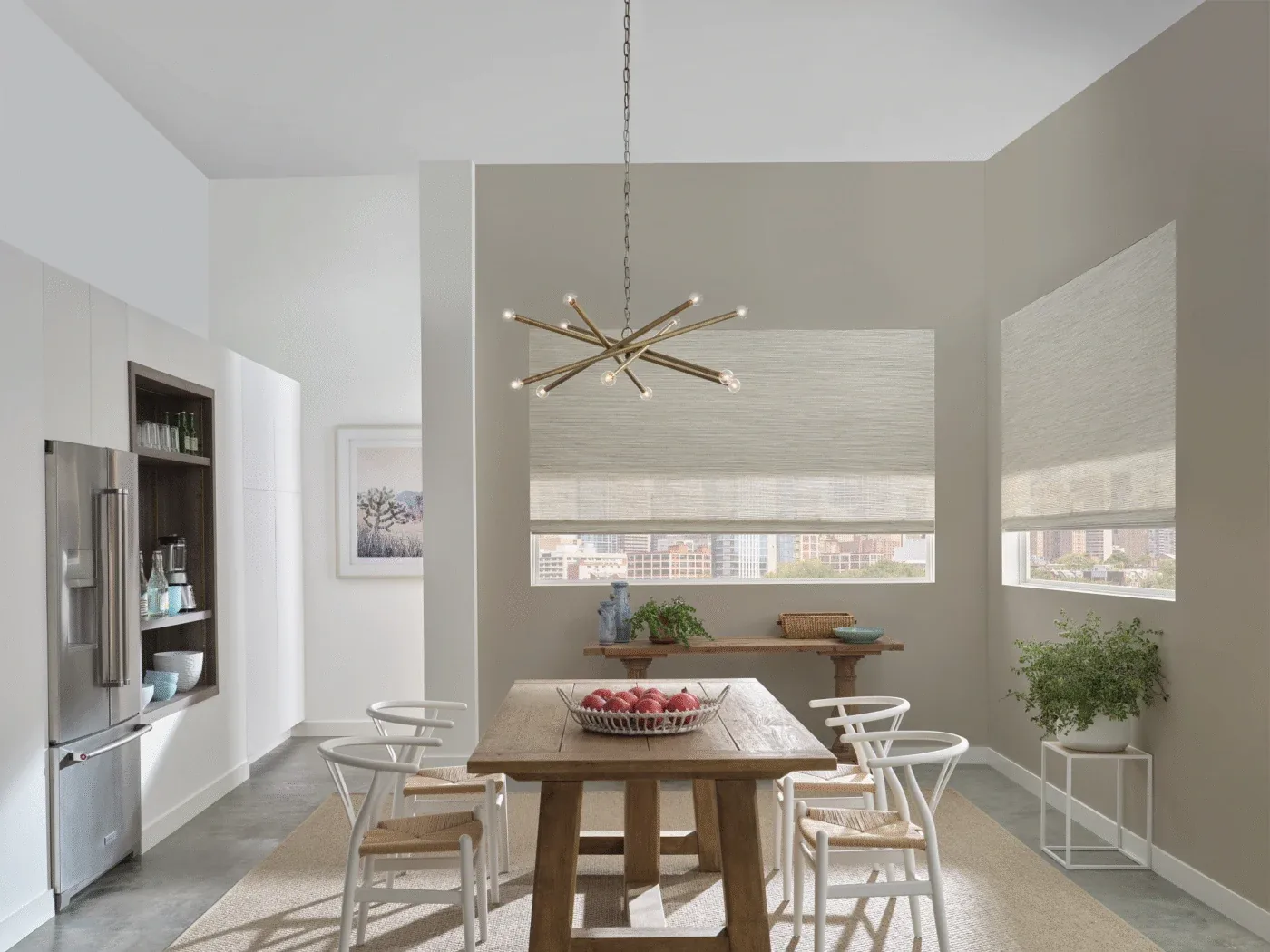 Hunter Douglas Powerview Woven Wood Shade Positano Dining Room Las Vegas Nv