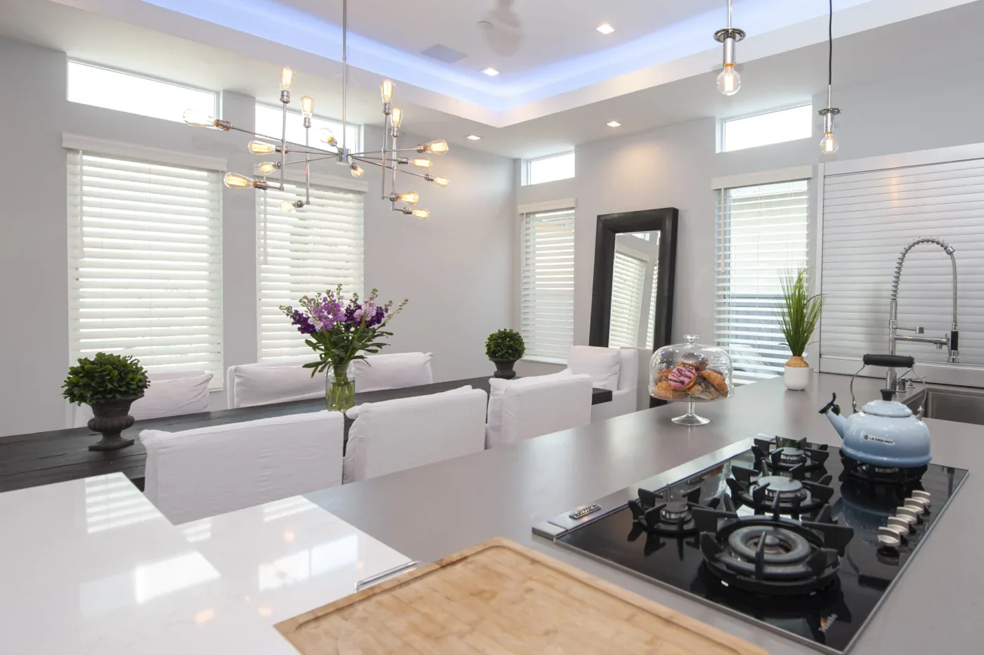 Sanctuary wood blinds with a decorative cloth tape