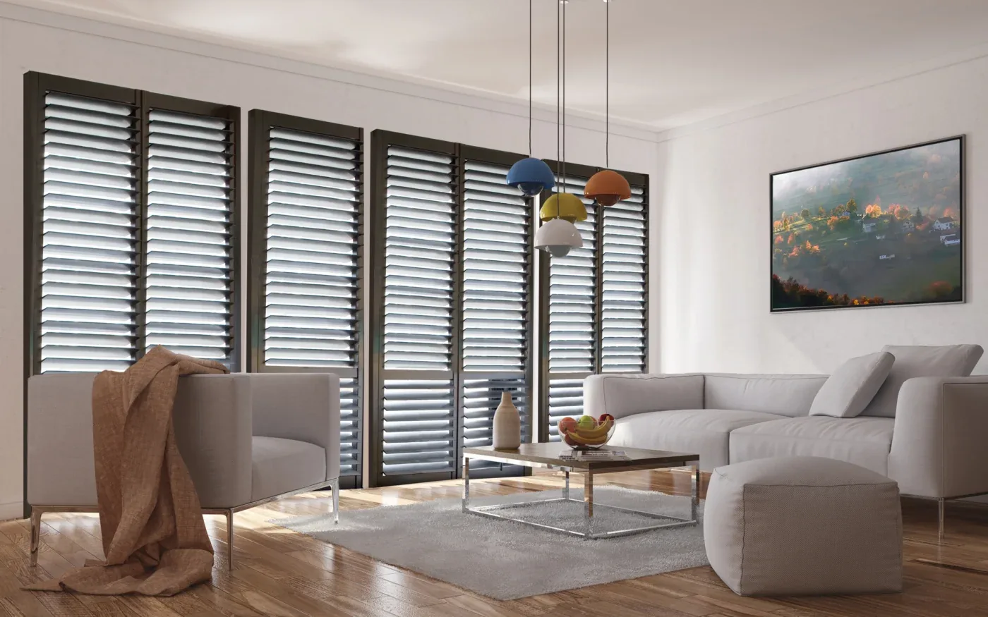 Wood Shutter Invisible Tilt 4 1 2 Inch Louvers Outside Mount Frame Espresso 2 Panel Tall Windows Divider Rail Norman Scottsdale Az