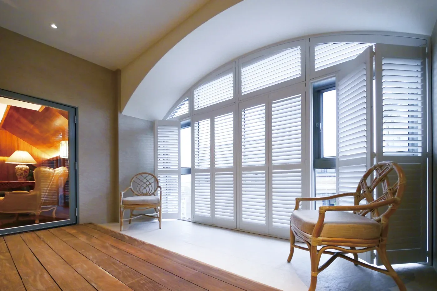 Wood Shutter Specialty Shape Arched Top 8 Panel Louvered Arch Scottsdale Az