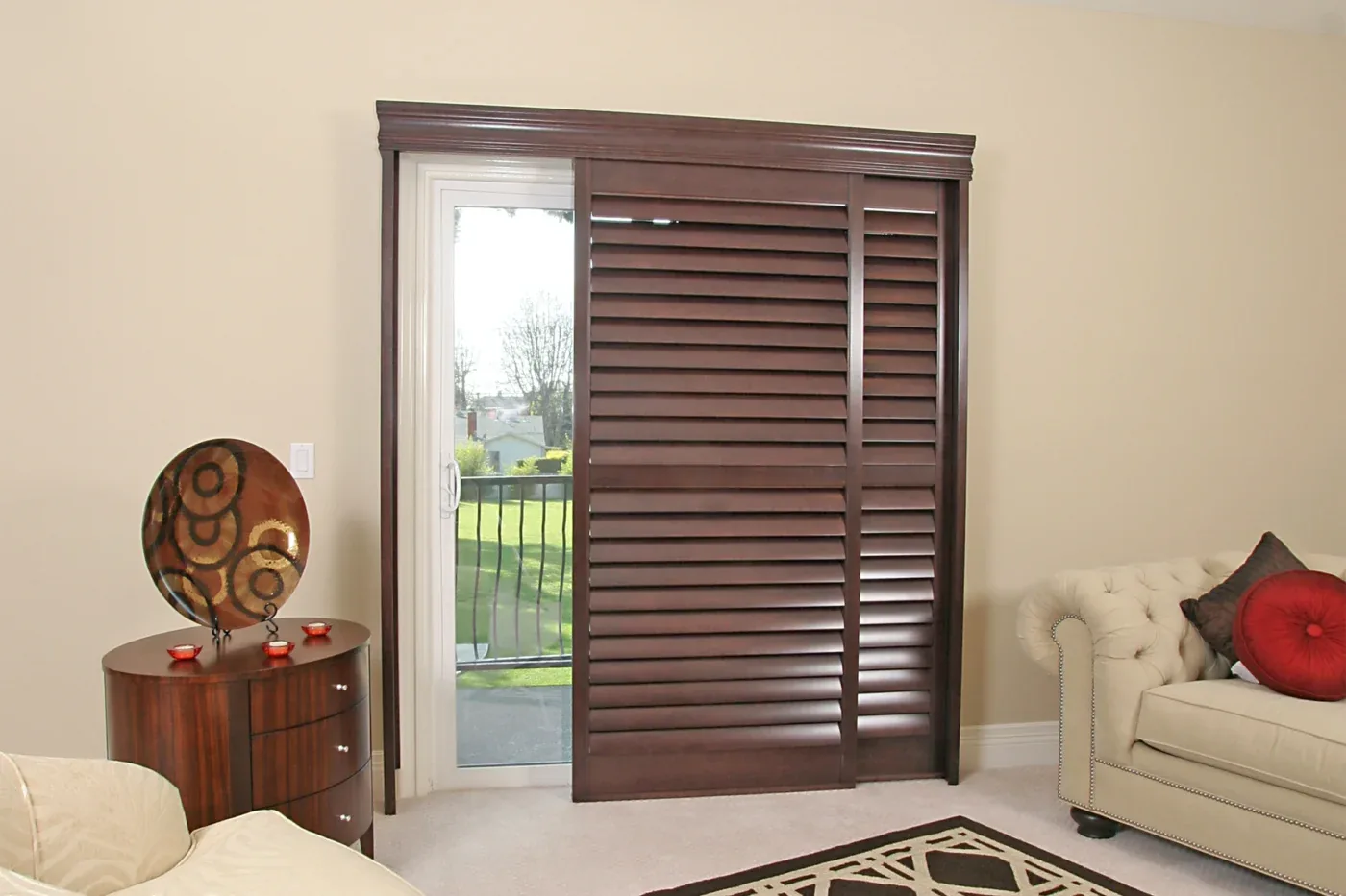 Wood sliding door shutters for Arizona homeowners