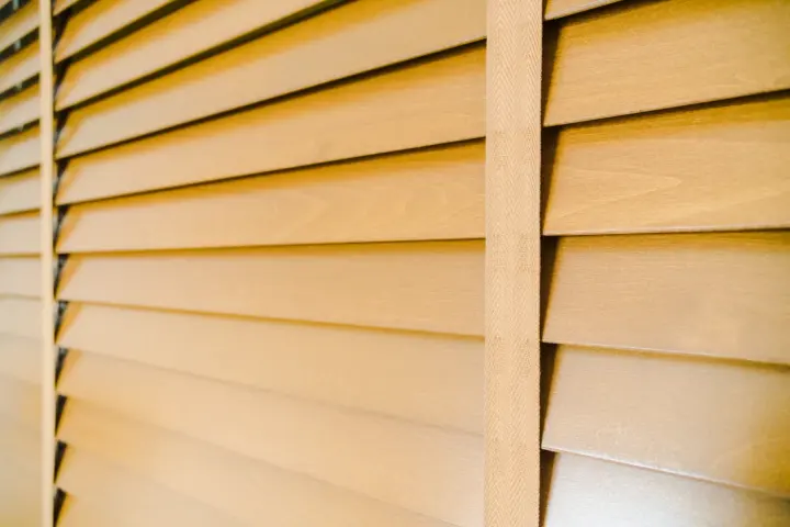 Wood blinds over a window