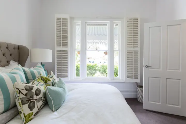 Breathtaking interior shutters from inside a bedroom