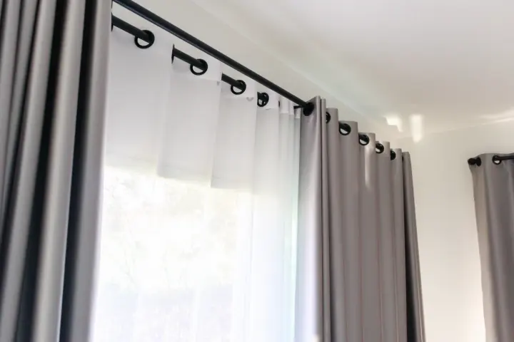 Gray open drapery
