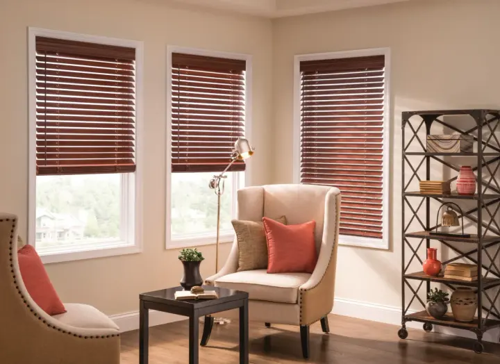 Cherry Real wood custom blinds near me in Phoenix, AZ by Southwest Blinds