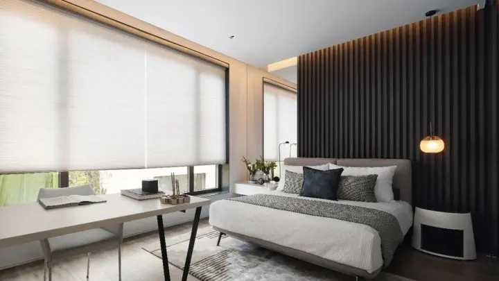 Custom drapery add chic style to a bedroom