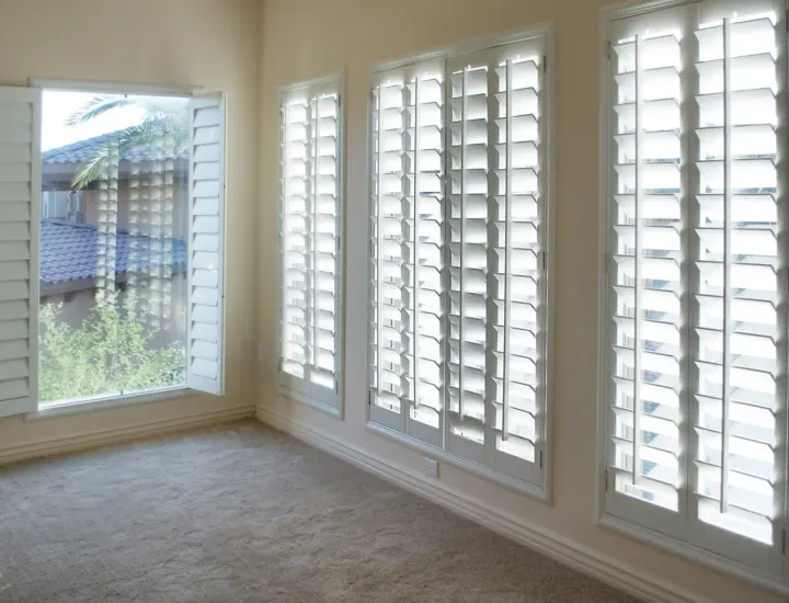 Room in Las Vegas home with white shutters | Southwest Blinds and Shutters