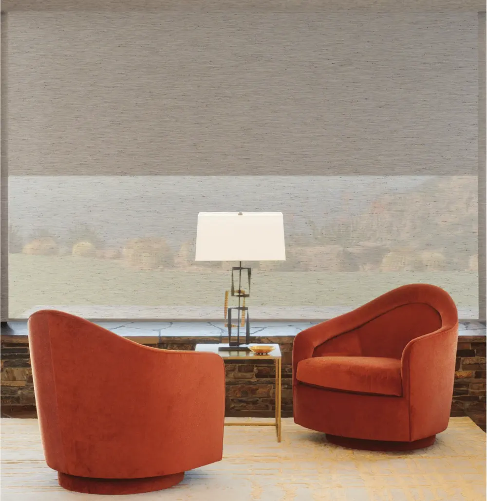Side angle of a clean roller shade setup, tight to the frame with a sleek pull.