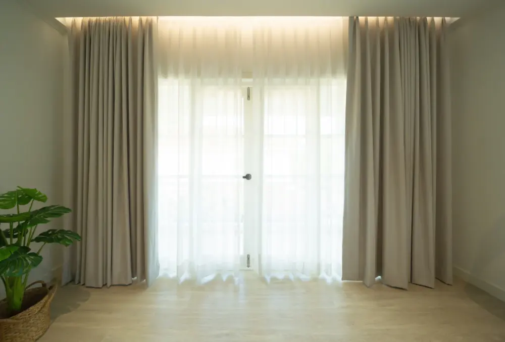 Tan Drapery over patio doors in a Glendale, AZ home.