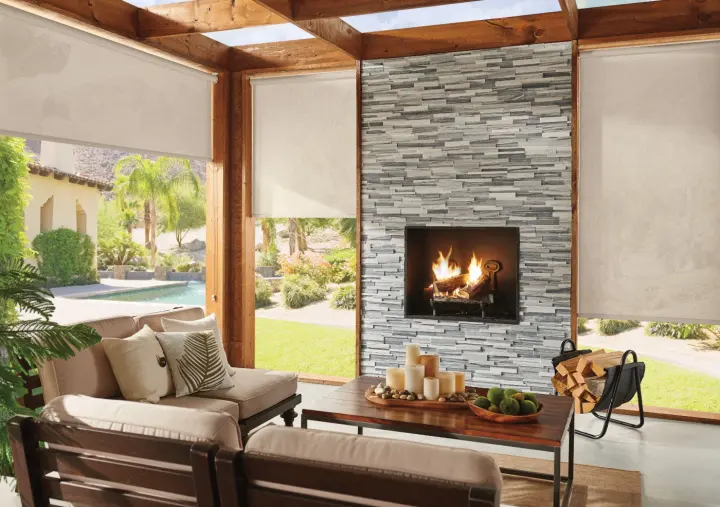 Elegant patio shades around a dining area