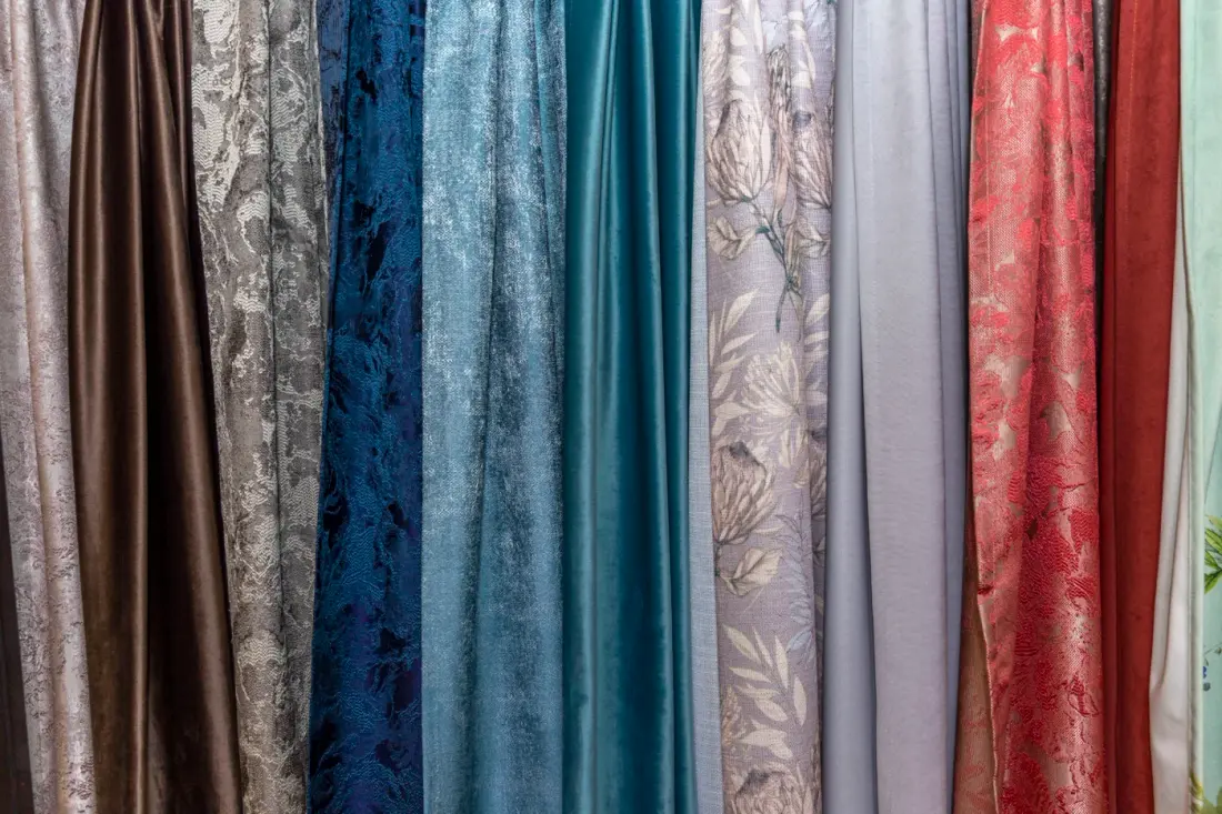A close-up of many different curtain types, colors, and materials for Gilbert, AZ homeowners to choose from.