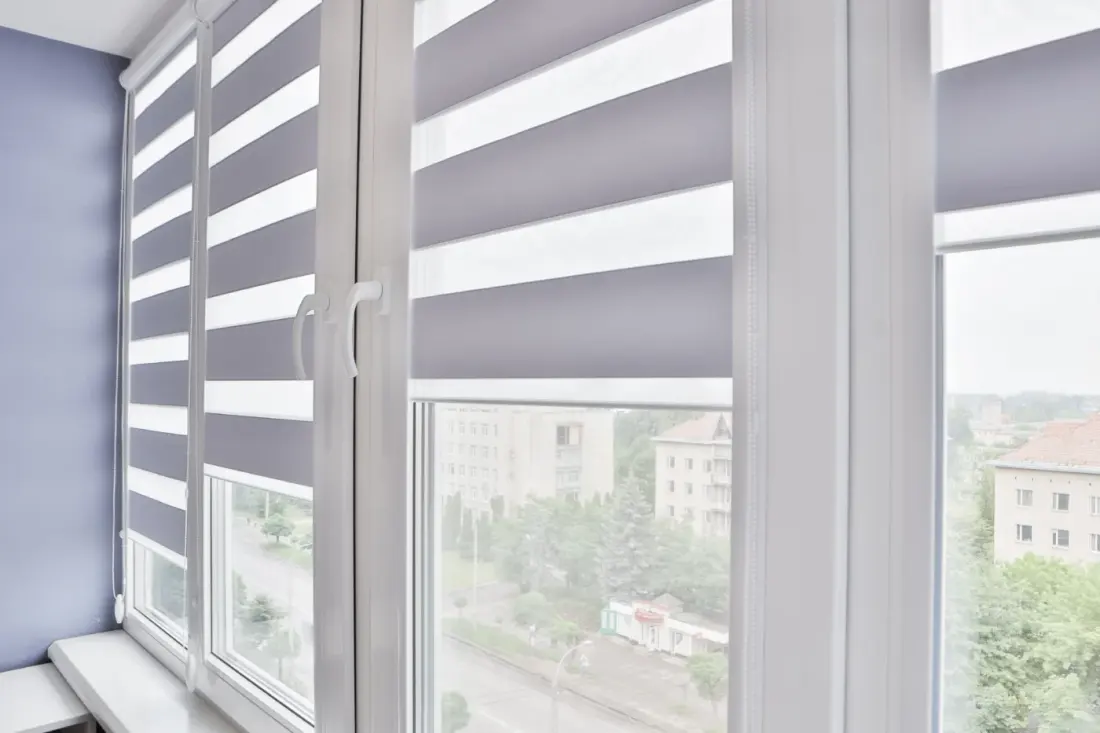Office Blinds. Modern Jalousie. Office Meeting Room Lighting Range Control.