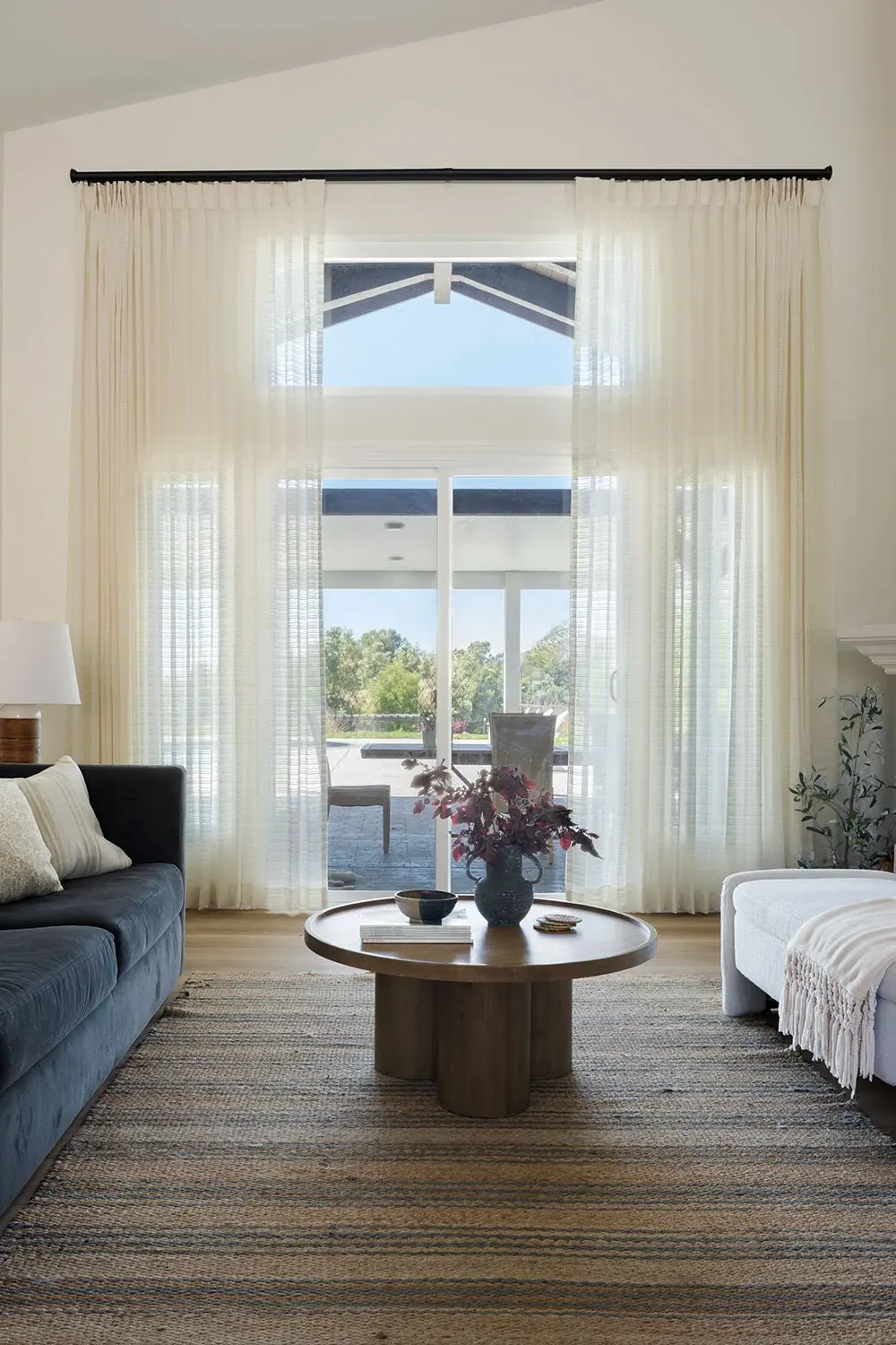 Sheer drapery over a patio door.